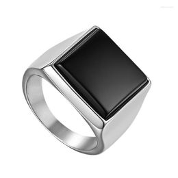 Cluster Rings BONISKISS Men's Ring Unique Design Round Jewelry For Man Simple Atmospheric Polished Stainless Steel Party Anillos Edwi22