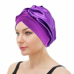 2022 Fashion Designer Headscarf Women Satin Silk Sleeping Cap Braid Hair Care Bonnets Hats