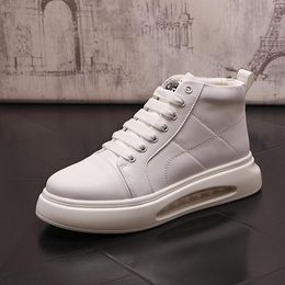 British Designers Dress Oxford Business Shoes Fashion Men's Vulcanized White Sport Casual Sneakers Light Non-slip Round Toe Thick Bottom Walking Boots