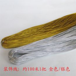 3pcs Christmas Decoration Thread String SilverGold Ribbon Home Wedding Birthday Party Decoration Gift Wrapping Rope 100meterpc 201027