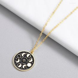 Pendant Necklaces Juno Moon Phase Black Necklace For Women Glow In The Dark Glowing Luminous Enamel Vintage Crescent NecklacesPendant