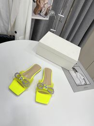 2022-new Pattern Designer Slippers Leather Sandal Slides Straps Adjusted Gold Buckles Women Summer Flip Flops Have Size