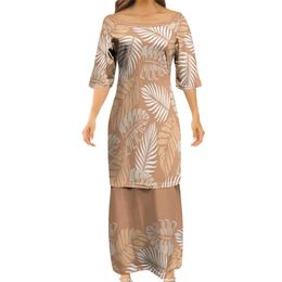 Direct Sales Wholesale Women Club Bodycon Dresses Puletasi Samoan Polynesian Traditional Tribal Design Dress 2 Piece Set 220706