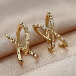 Stud Gold Cross Ear Cuff Non Pierced Earrings For Women Micro Pave Cz Small Clip On Cartilage Femme Jewelry GiftsStud Odet22 Farl22