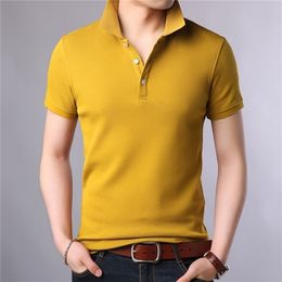 Fashion Brands Polo Shirt Men s 100 Cotton Summer Slim Fit Short Sleeve Solid Colour Boys Polos Casual Mens Clothing 220614