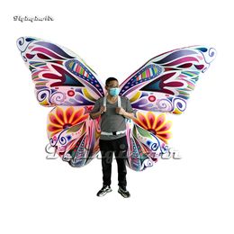 Luminous Walking Inflatable Butterfly Wing Nightclub Performance Costume Colorful Lighting Blow Up Butterfly Clothing For Parade Event And Stage Show