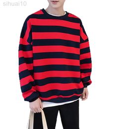 Men Striped Sweatshirts 2022 Spring Autumn Fashion Mens Hoodies Male Loose Couple Outfit Men Brand Hip Hop Hoodie Sweatshirts L220730