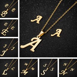 Pendant Necklaces Charmsmic Golden 26 English Letters Stainless Steel Good Quality Alphabet Charms Female Jewellery