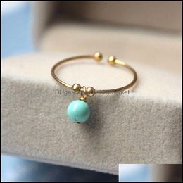 Cluster Rings Jewelry 14K Gold Filled Knuckle Ring Handmade Natural Turquoise Mujer Boho Bague Femme Minimalism For Women H1011 Drop Deliver