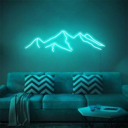 OHANEONK Neon Sign Custom Mountain LED Light Wall Window Hanging Setting Acrylic Decoration Indoor for Home Room Bedroom Decor 220623