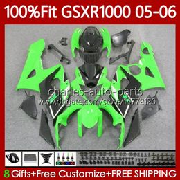 Injection Mold Bodys For SUZUKI GSXR1000 GSXR 1000 CC K5 GSX-R1000 2005-2006 Bodywork 122No.41 1000CC Green black GSXR-1000 05 06 GSX R1000 2005 2006 OEM Fairing Kit