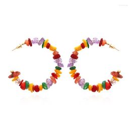 Hoop & Huggie Fashion Colourful Stone Earrings Manual Geometric Ethnic For Women Jewellery Accessories GiftHoop Kirs22