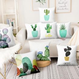 Cushion/Decorative Pillow Fresh Art Pillowcase Cactus Printed Cushion Decorative Pillows Home Decor Sofa Throw Almofadas DecorativasCushion/