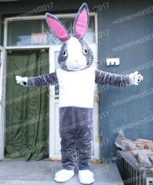 Halloween Grey rabbit Mascot Costume Cartoon Character Outfits Suit Carnival Adults Birthday Party Fancy Outfit Unisex Dress Outfit