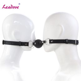 Solid Silicone Ball Double Mouth Gag Leather Dual Strap Design Gags sexy Toys For Couples Cosplay Slave Exotic Accessories