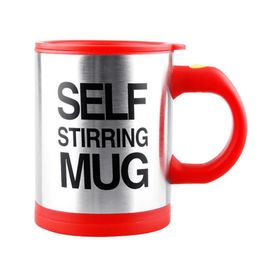 Mugs 2023Fashion 400ml Coffee Cup With Button Multifunctional Stainless Steel Automatic Stirring Mug For Cafe Drop