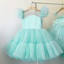 Summer Princess Dress Party Wedding Birthday Dresses For Girl Polka Dots Costumes Kids Clothes Size 4 6 8 10 Years 220426