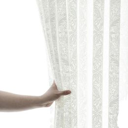 Curtain & Drapes Knitting Floral Sheer Curtains For Bedroom Nordic Home Decor White Tulle Lace Fabric Room Divider One Panels 2022-4Curtain