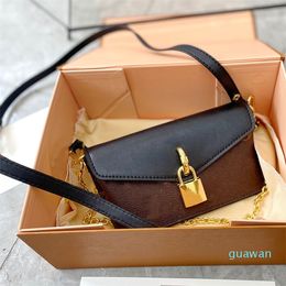 luxury Women designer crossbody bag padlock on strap shoulder bags black leather chain removable straps hardware locker mini purse