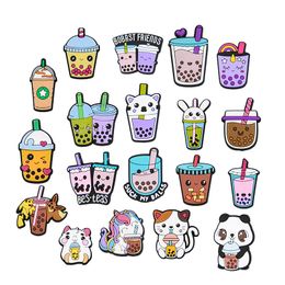 Pvc Milk Tea Croc Charms Mexican drink Shoe Deocration Buckle Clog Charms Pins Accessories