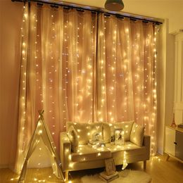 2x2/3x2/6x3M Curtain LED Icicle String Light Christmas Fairy LED Garland Outdoor Lights For Home Wedding Party Garden Decoration 220408
