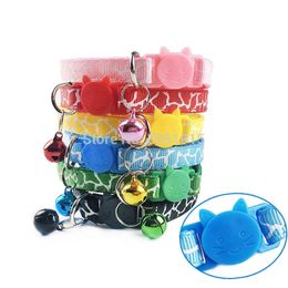 Wholesale Cat Dog Collar With Bell Camo Neck Strap Polyester Adjustable Buckle Kitten Puppy Pet Leash Accessories LJ201111