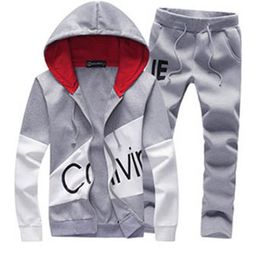 Men's Tracksuits Men's Tracksuits 2022 Autumn Men Set Quality Fleece Sweatshirt + Pants Male Tracksuit Sporting Sweat Suits Mens Sportswear Sets