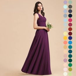 2022 Custom Made Chiffon Bridesmaid Dresses Purple Sexy V-Neck Sheer Back Floor Length Mother of Bride Dress Evening Prom Gowns BM3004 0702