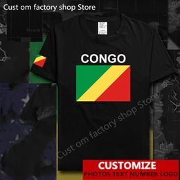 Congo Republic Country Flag T shirt Free Custom Jersey DIY Name Number 100 Cotton T shirts Men Women Loose Casual T shirt 220616