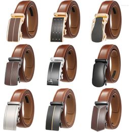 Belts 3.5cm Width High Quality Cow Genuine Leather Belt For Men Business Metal Automatic Buckle Ratchet Dark Brown Mens G183Belts Fred22