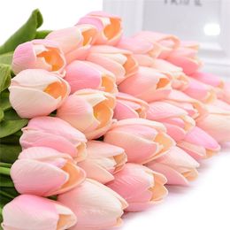 51020pcs Artificial Flowers Real Touch PU Tulips Fake Flower Bouquet For Wedding Party Decor Supplies Home Garden Ornament Gif 220815