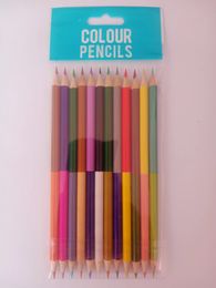 Caneta de 7 polegadas, 24 cores, pontas duplas, 12 embalagens, lápis de cor de duas cabeças