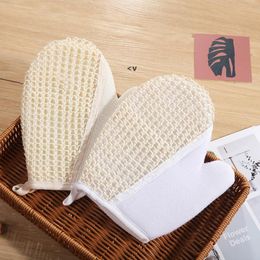 Sisal Bath Glove with Terry Towel Exfoliating Back Brush Shower Gloves Mitt BBB15319