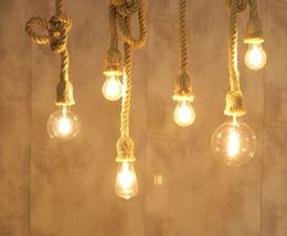 Hemp Rope Lights Vintage Countryside pendant lamp Living Room Kitchen Hanging Lighting Home Decor pendant light fixtures