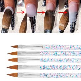 Nail Art Kits 3/5 Pcs Brush Tools Set Crystal Handle Acrylic UV Gel Carving Glitter Pen Gradient Manicure DIY ToolNail