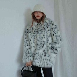 2020 New Women's Leopard Faux Fur Coat Winter Thick Warm Outwear h88 T220816