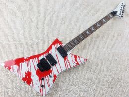 Factory Customs White Electric Guitar with Bloody Pattern Tremolo Bridge Can be Customized