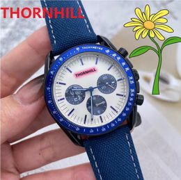 full functional 50th anniversary quartz stopwatch watch 42mm All Dials Working Nylon Fabric Men Imported Crystal Mirror business switzerland wristwatch
