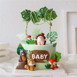 Other Festive & Party Supplies Hedgehog Animals Cake Topper Birthday Cakes Baking Jungle Safari Happy Decor Baby Shower Dessert Decorati