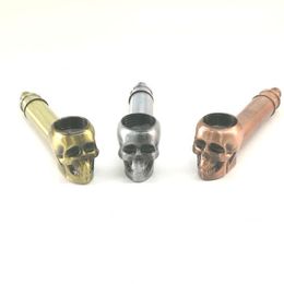 Burner Skull Tobacco Smoking Pipes Metal Herb Pipe With Mesh Screen Filter Twisty Metal Blunt Skull Hand Pipe for Dry