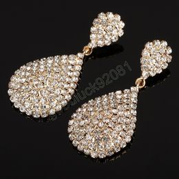 Dangle Earrings With Full Clear Crystal Classic Luxury Water Drop Earrings Bridal Wedding Party Jewelry Gifts