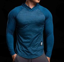 Autumn winter Men Fitness Shirts Gym Clothing t-shirt Quick Drying Running Bodybuilding Rashguard Male Hoodies L220704