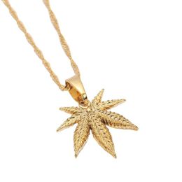Pendant Necklaces Small Cute Hip Hop Gold Colour Fashion Plant Leaf Necklace Women Men Jewellery