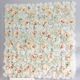 Silk Rose Flower Wall Panels Aritificial Flowers for Wedding Baby Shower Birthday Party Photography Backdrop Home Decor 60X40cm