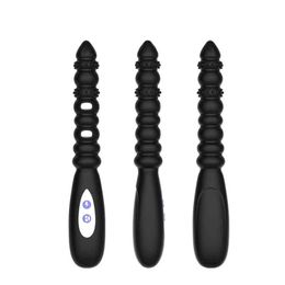 Nxy Anal Toys Electric Shock Beads Male Prostate Massage Vibrator Silicone Long Plug Vibrating Butt Plugs Sex Toy for Men Woman Gay 220506