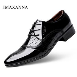 IMAXANNA Men Casual Oxford Formal Shoes Fashion Male Genuine Leather Shoes Lace Up Dress Shoe Pointed Toe Black High Quality 220321
