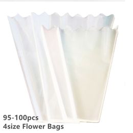 95-100pcs Fully Transparent Mini Bouquet Bags Single Rose Bag Flower Wrapping Paper Florist Supplies 220427