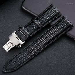 Watch Bands Lizard Texture Butterfly Buckle Leather Watchband Genuine Strap Universal Band 14mm 16mm 18mm 20mm 22mm 24mm Hele22