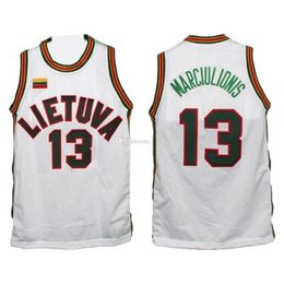 Nikivip #13 Sarunas Marciulionis Team Lietuva Lithuania Retro Classic Basketball Jersey Mens Stitched Custom Number and name Jerseys