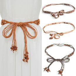 Belts Fashion Belt Strap Bohemia Handmade Beads Braided Rope Women's Knotted Tassels Waist Dress Slim WaistbandBelts